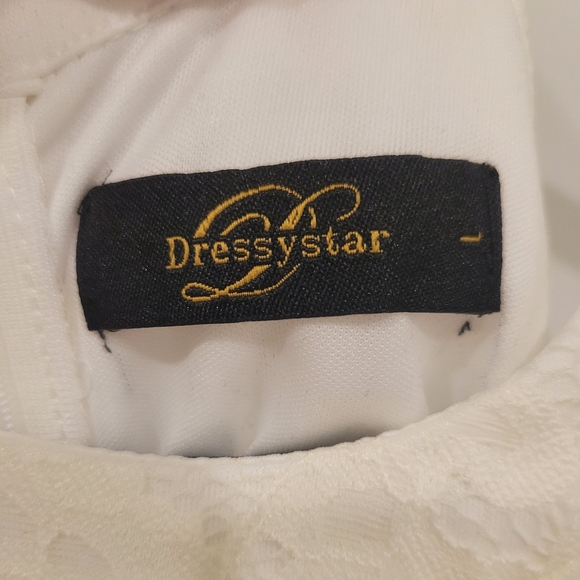 DressyStar White Lace Halter Dress, Size L - Picture 3 of 5